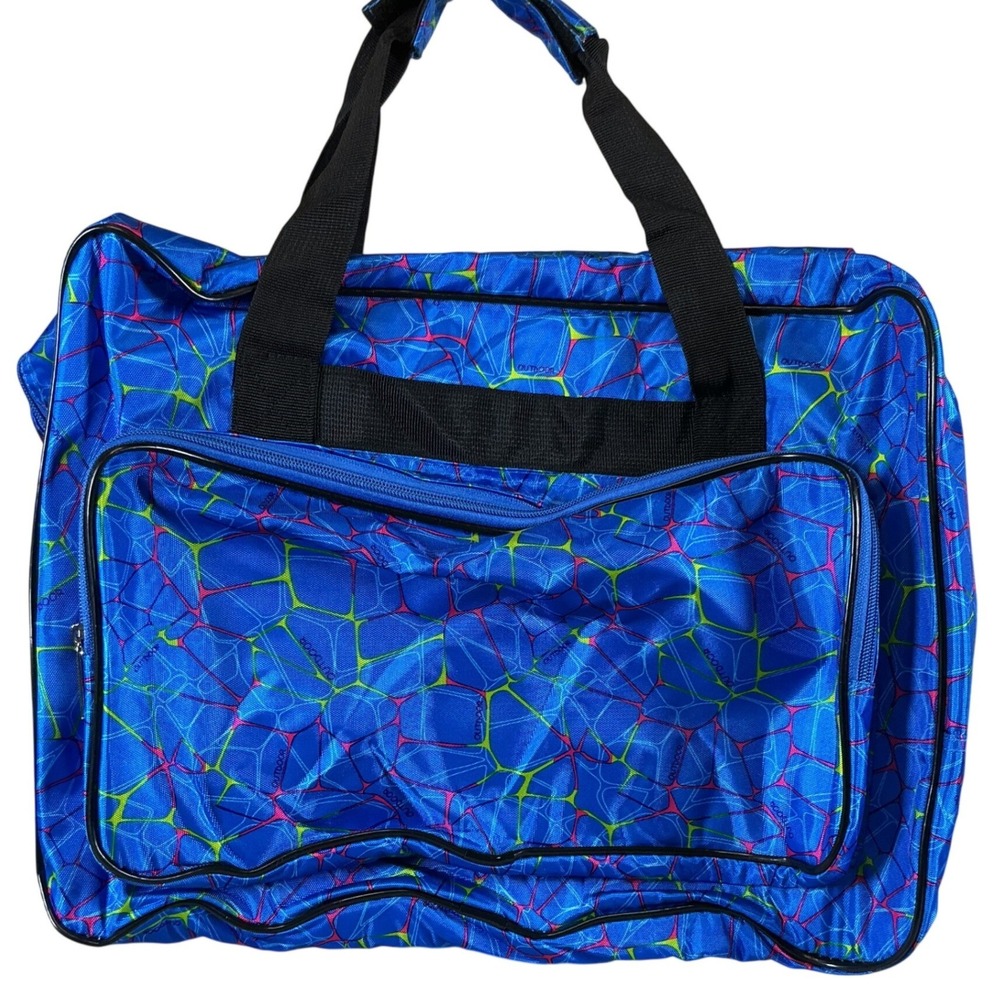 Outdoor Products Blue Neon Geometric Web Duffel‎ Bag Travel Gym Sporty Retro